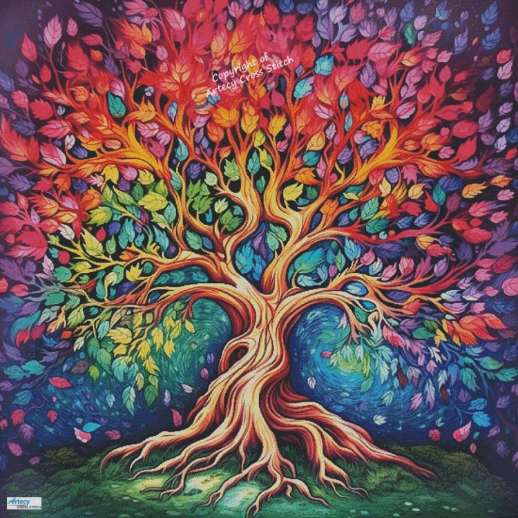(image for) Colourful Tree (Large) - Cross Stitch Chart @