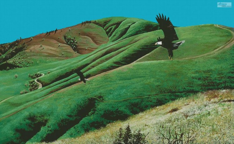 (image for) Eagles at Little Mountain (Large) - Cross Stitch Chart