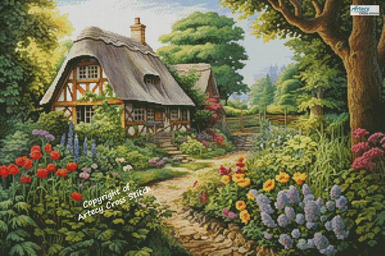 (image for) English Cottage Garden (Facebook Group) - Cross Stitch Chart @