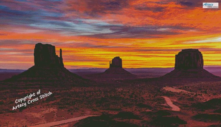 (image for) Monument Valley Sunset (Large) - Cross Stitch Chart
