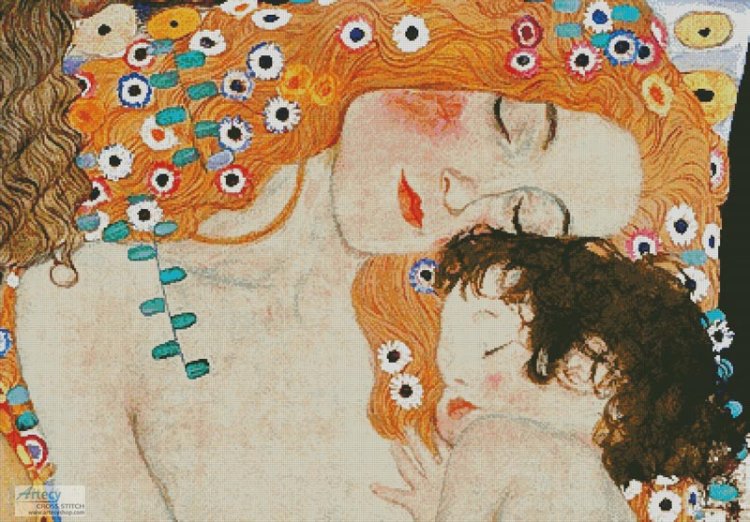 (image for) Mother and Child Painting (Large Crop) - Cross Stitch Chart