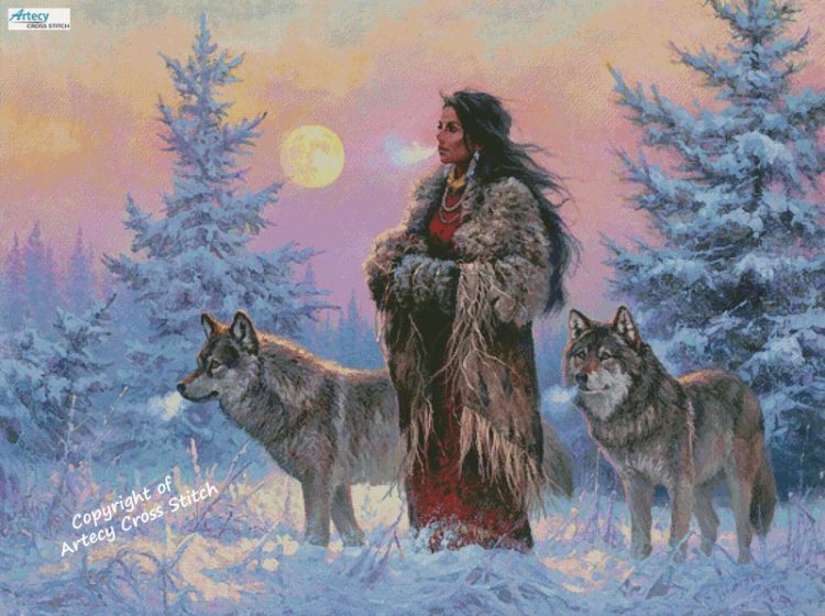 (image for) Native American Woman (Large) - Cross Stitch Chart