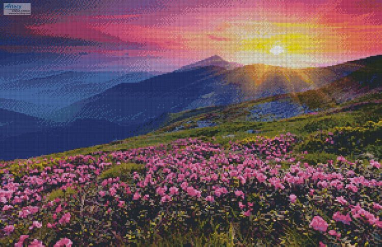 (image for) Rhododendron Mountain Sunset - Cross Stitch Chart