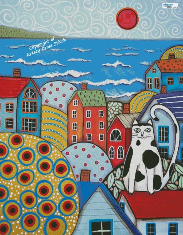 (image for) Seaside Cat (Large) - Cross Stitch Chart