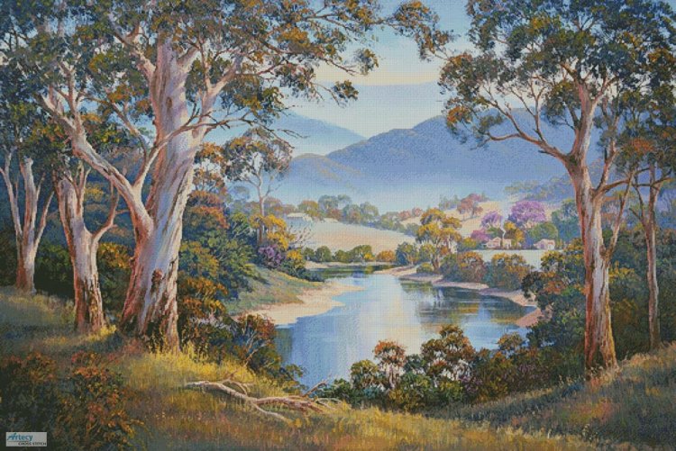 (image for) Spring Morning, Ovens Valley (Large) - Cross Stitch Chart