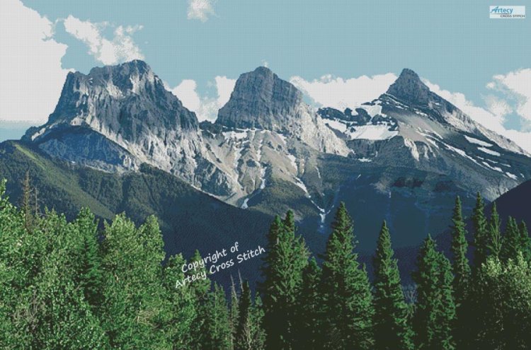 (image for) Three Sisters, Canmore (Large) - Cross Stitch Chart