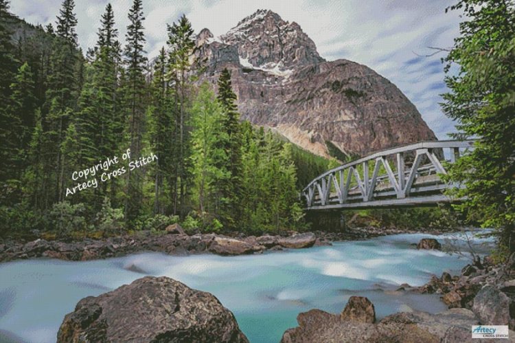 (image for) Yoho Valley Road Bridge (Large) - Cross Stitch Chart