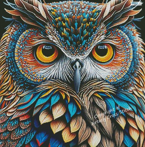 (image for) Abstract Owl - Cross Stitch Chart @