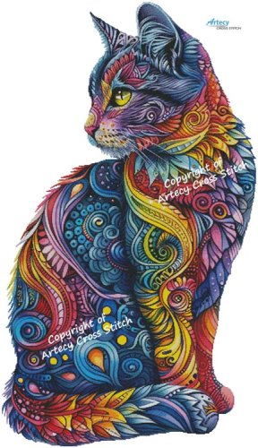 (image for) Abstract Tabby (Large) - Cross Stitch Chart @