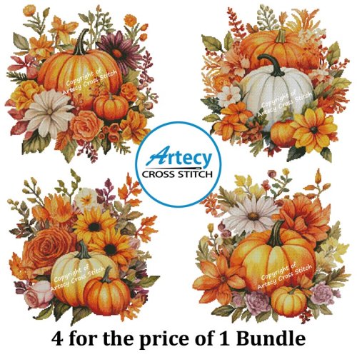 (image for) Autumn Arrangements Bundle - Cross Stitch Chart @