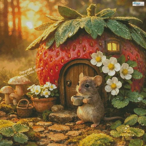(image for) Berry Mouse Cottage (Large) - Cross Stitch Chart @