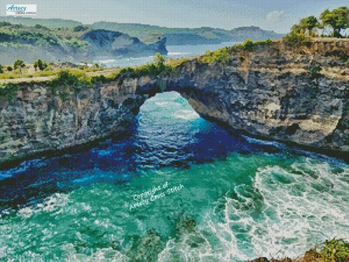 (image for) Broken Beach, Bali (Facebook Group) - Cross Stitch Chart