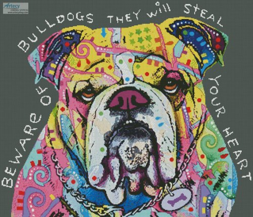 (image for) Bulldog Heart - Cross Stitch Chart