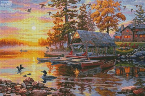(image for) Canoe Camp Buffalo - Cross Stitch Chart