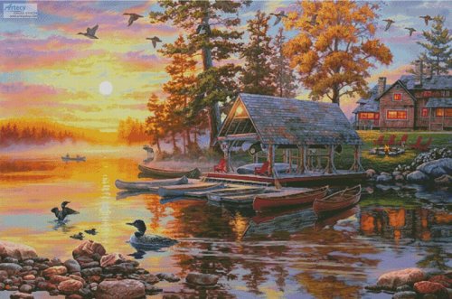 (image for) Canoe Camp Buffalo (Large) - Cross Stitch Chart