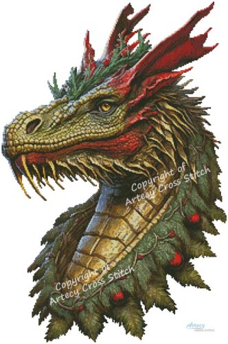 (image for) Christmas Dragon - Cross Stitch Chart @