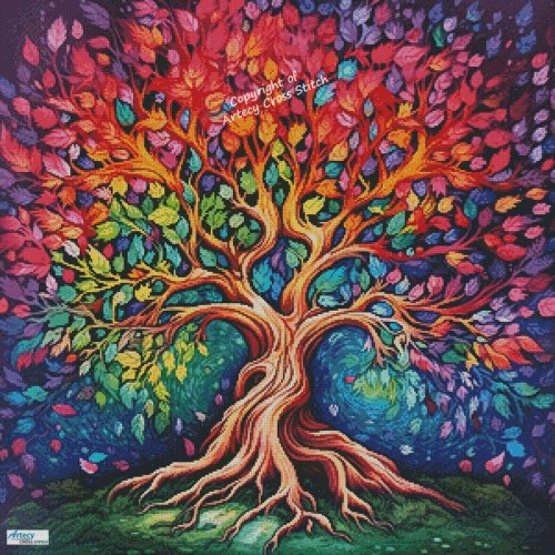 (image for) Colourful Tree - Cross Stitch Chart @