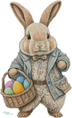 (image for) Cute Easter Bunny with Eggs (Facebook Group)- Cross Stitch Chart @