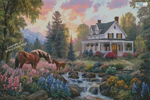 (image for) Floral Pasture (Large) - Cross Stitch Chart