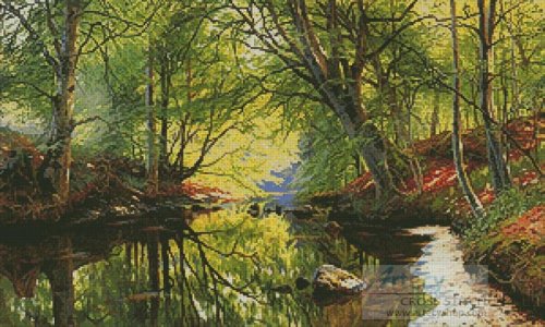 (image for) Forest Stream Painting - Cross Stitch Chart