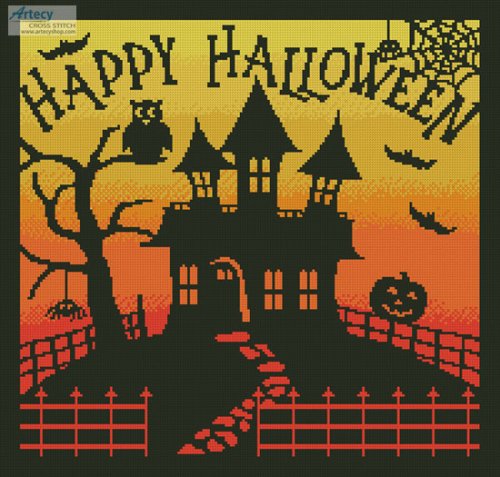 (image for) Halloween House Square - Cross Stitch Chart