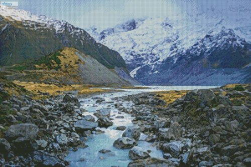 (image for) Hooker Lake, New Zealand - Cross Stitch Chart