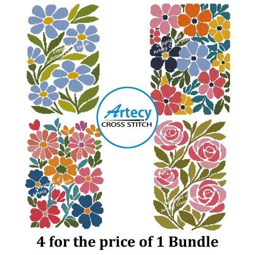 (image for) Little Abstract Florals Bundle - Cross Stitch Chart @