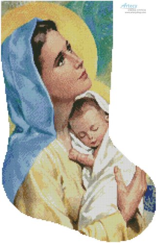 (image for) Mary and Baby Jesus Stocking (Right) - Cross Stitch Chart