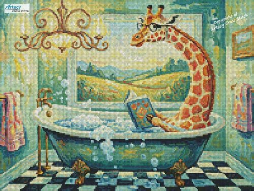 (image for) Mini Bathing Giraffe - Cross Stitch Chart @
