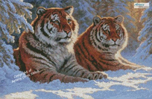 (image for) Mini Tigers at Rest - Cross Stitch Chart