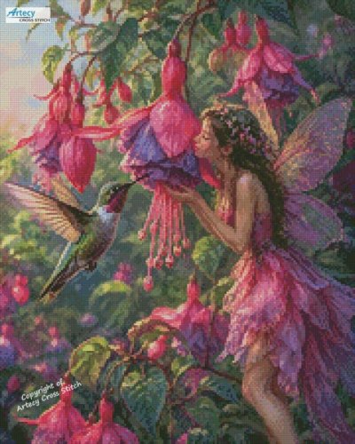 (image for) Mini Wings Amongst the fuchsias - Cross Stitch Chart @