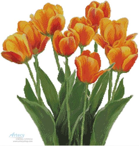 (image for) Orange Tulips - Cross Stitch Chart