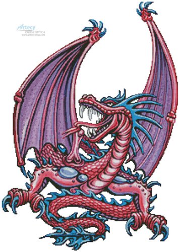 (image for) Pink Dragon - Cross Stitch Chart
