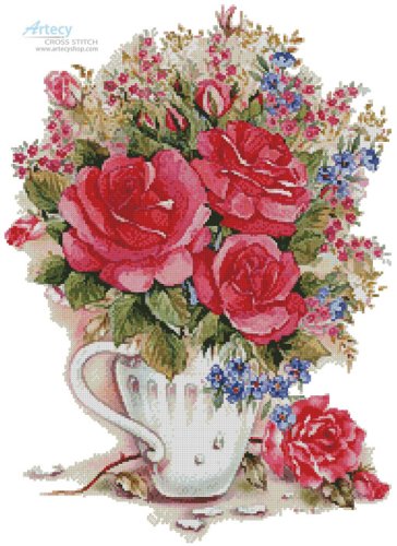 (image for) Pink Floral Arrangement - Cross Stitch Chart