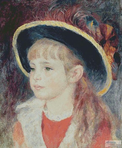 (image for) Portrait of a Girl with a Blue Hat - Cross Stitch Chart