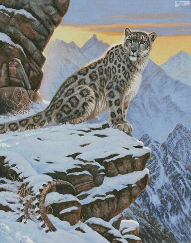 (image for) Snow Leopard Mountain (Large) - Cross Stitch Chart