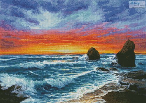 (image for) Sunset over Beach - (Facebook Group) Cross Stitch Chart