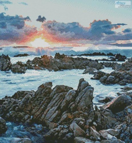 (image for) Sunset over Rocks at Gansbaai (Crop) - Cross Stitch Chart