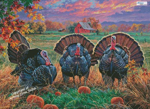 (image for) Thanksgiving Turkeys (Large) - Cross Stitch Chart