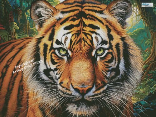 (image for) Tiger Close Up Portrait (Large) - Cross Stitch Chart