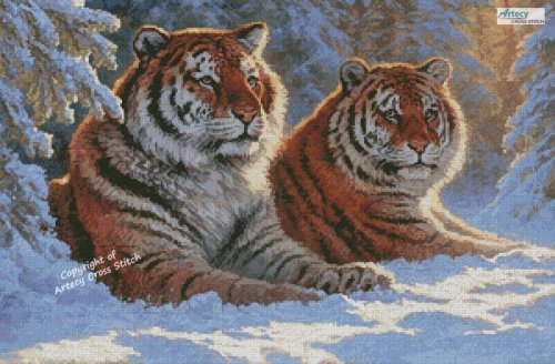 (image for) Tigers at Rest - Cross Stitch Chart