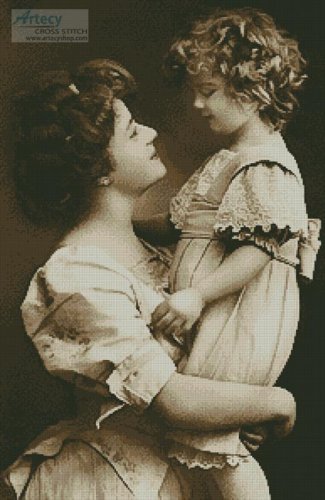 (image for) Vintage Mother and Daughter - Cross Stitch Chart