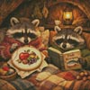 (image for) A Cozy Night for Raccoons (Large) - Cross Stitch Chart @