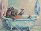 (image for) Bathing Hippo - Cross Stitch Chart @