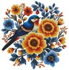 (image for) Bird and Flowers 1 - Cross Stitch Chart @