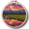 (image for) Blacktail Ponds Sunset Hoop (Large) - Cross Stitch Chart