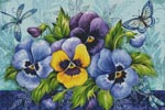 Blue Purple and Yellow Pansies (Large) - Cross Stitch Chart (image for) Blue Purple and Yellow Pansies (Large) - Cross Stitch Chart