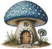 Blue Toadstool Fairy House - Cross Stitch Chart @ (image for) Blue Toadstool Fairy House - Cross Stitch Chart @