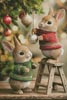 (image for) Bunnies Decorating Tree (Large) - Cross Stitch Chart @