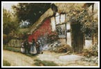 (image for) Children playing outside a cottage - Cross Stitch Chart